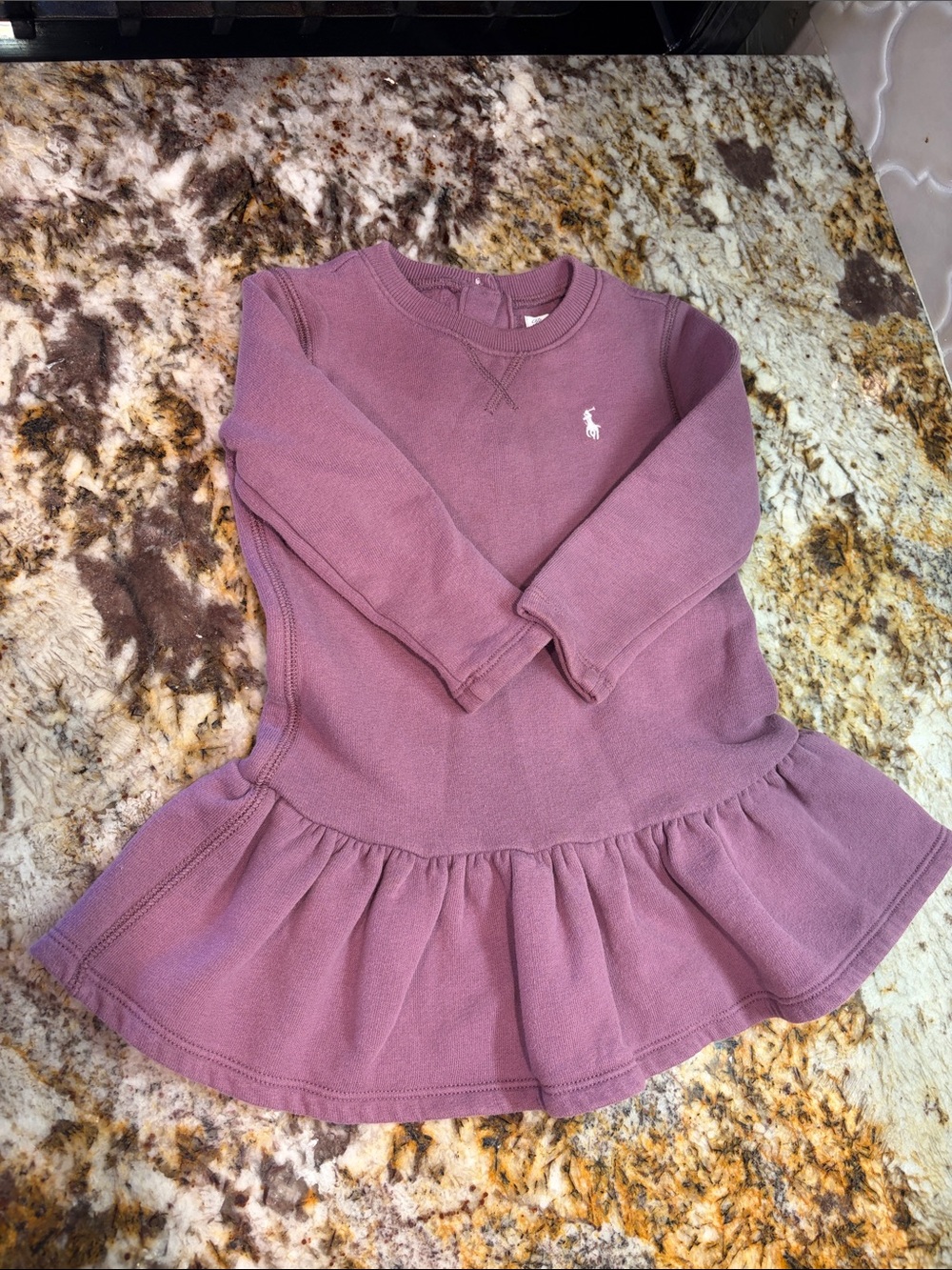 Ralph Lauren Dusty Mauve Sweatshirt Dress with Ruffle Hem